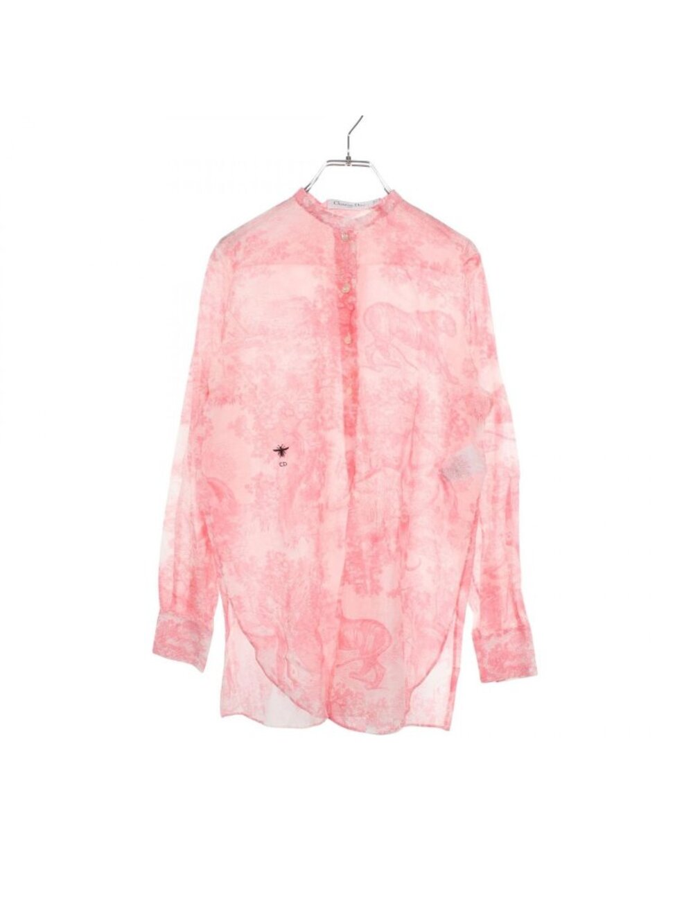 Dior Bee Embroidery Toile de Jouy Stand Collar Pullover Long Sleeve Cotton